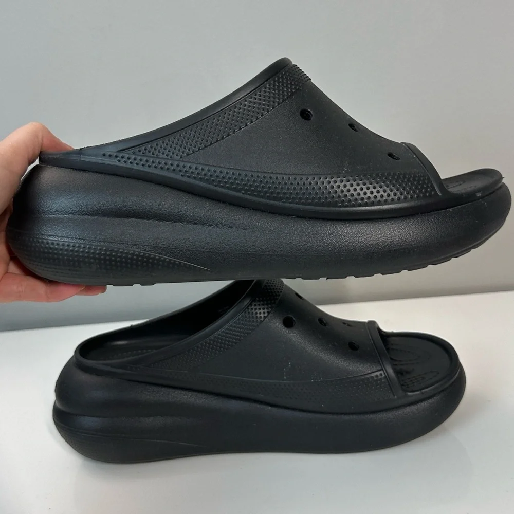 Crocs Classic Crush Slide Sandals Black Unisex Womens 12 Mens 10
